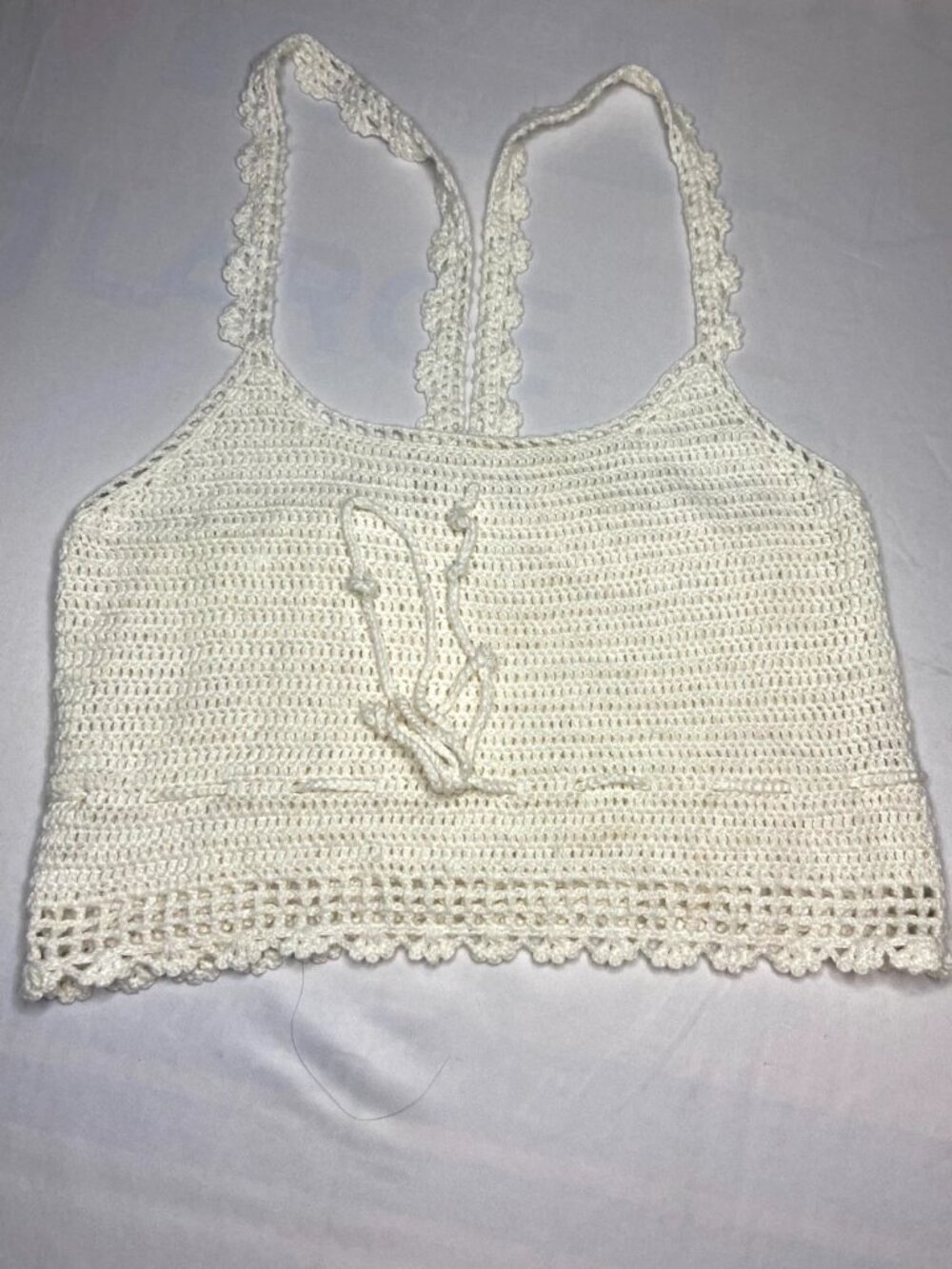 Altar'd State Crochet Knitted Crop Top Tank Natural Boho Festival Concert Sz M